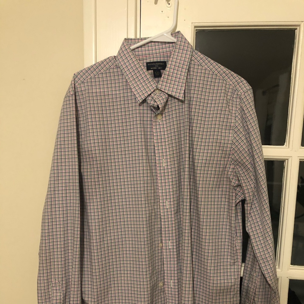 Banana Republic Pink Non-Iron Slim Fit Dress Shirt